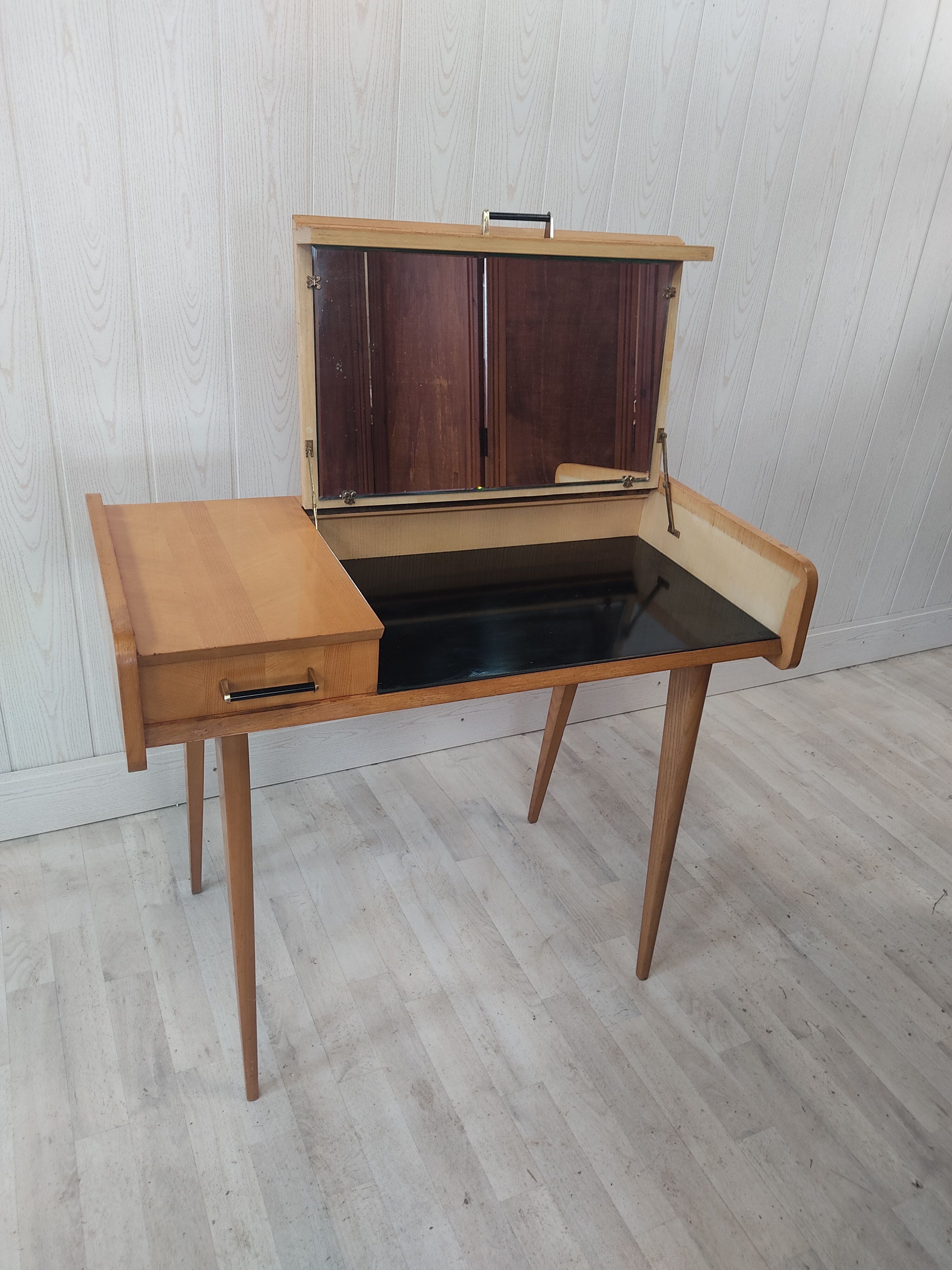 Console coiffeuse vintage pieds compas