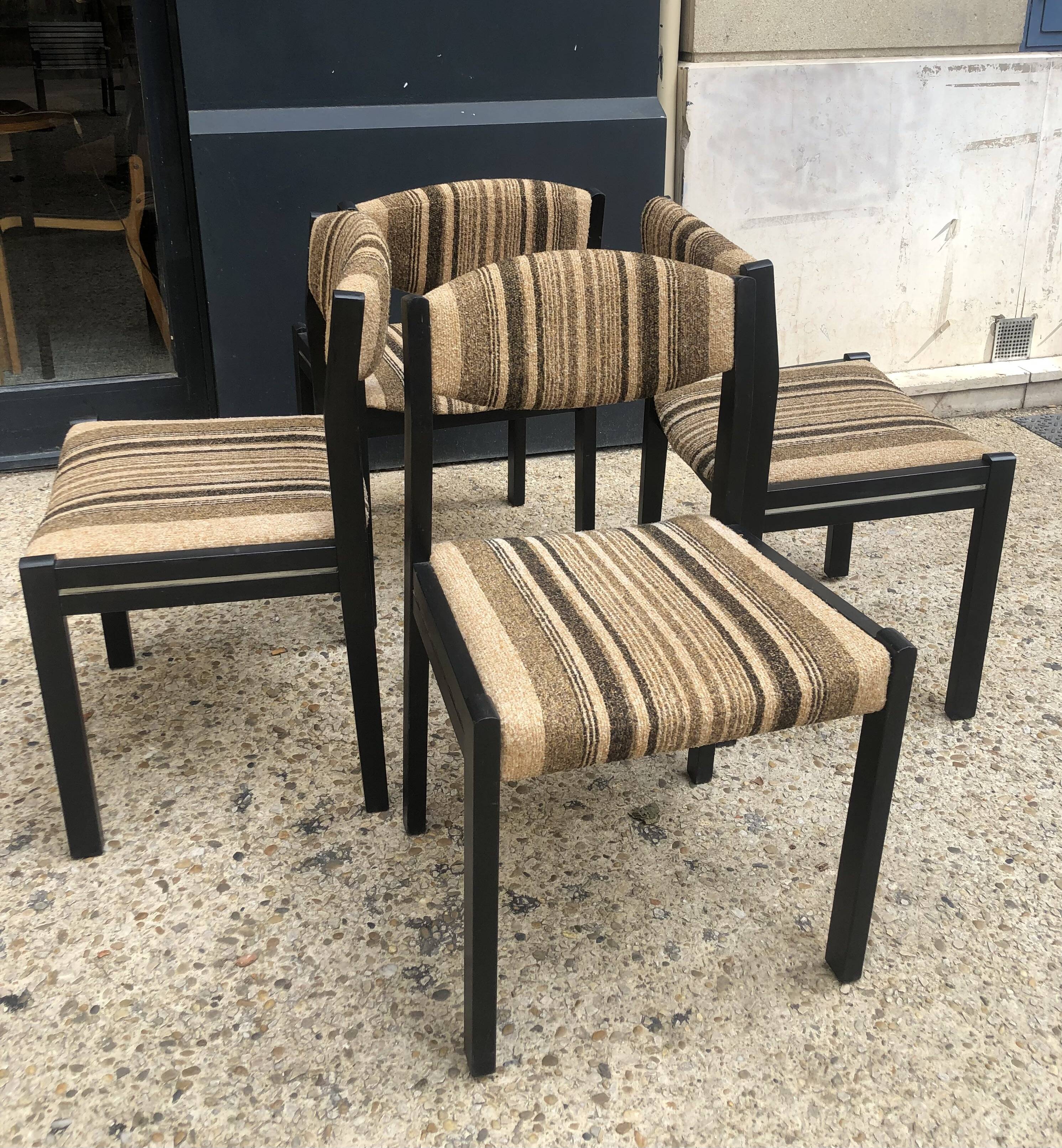 4 Self chairs in wood and fabric
