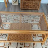 Braided rattan coffee table