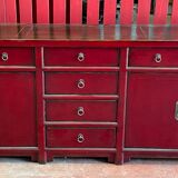 China bahut red lacquered buffet of unusual width 2m60 traditional manufacture