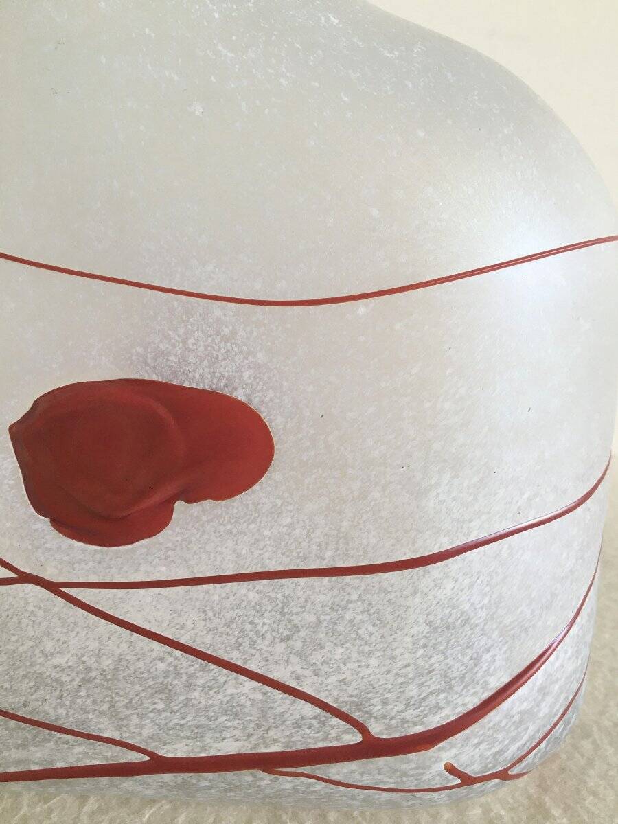 Frosted blown glass vases - (Galaxy Red model) by Bertil Vallien, Sweden 1986
