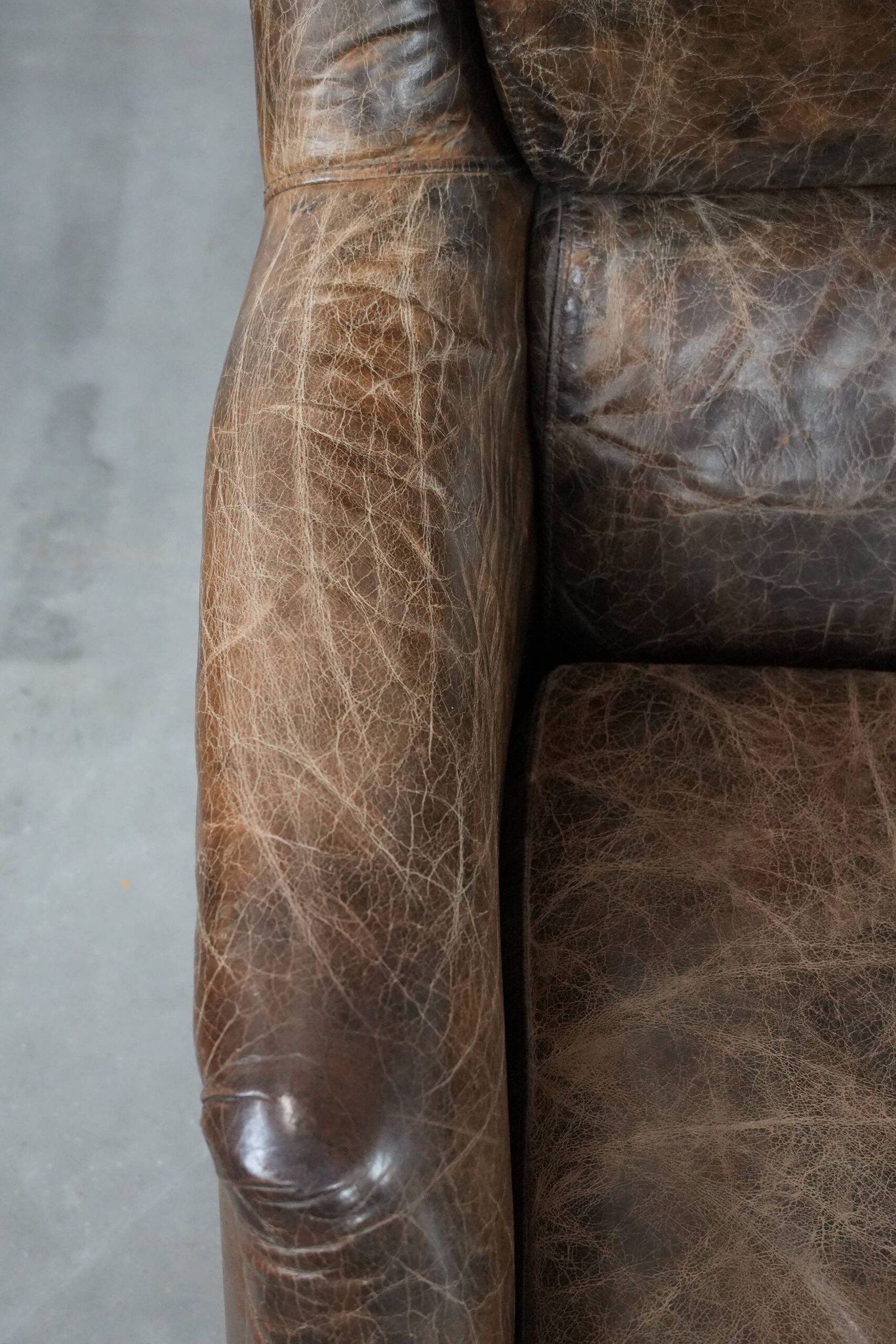 Very comfortable set of two vintage cowhide leather armchairs