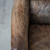 Very comfortable set of two vintage cowhide leather armchairs