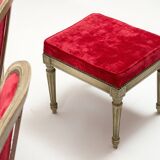 Pair of Louis XV style chairs and footrest