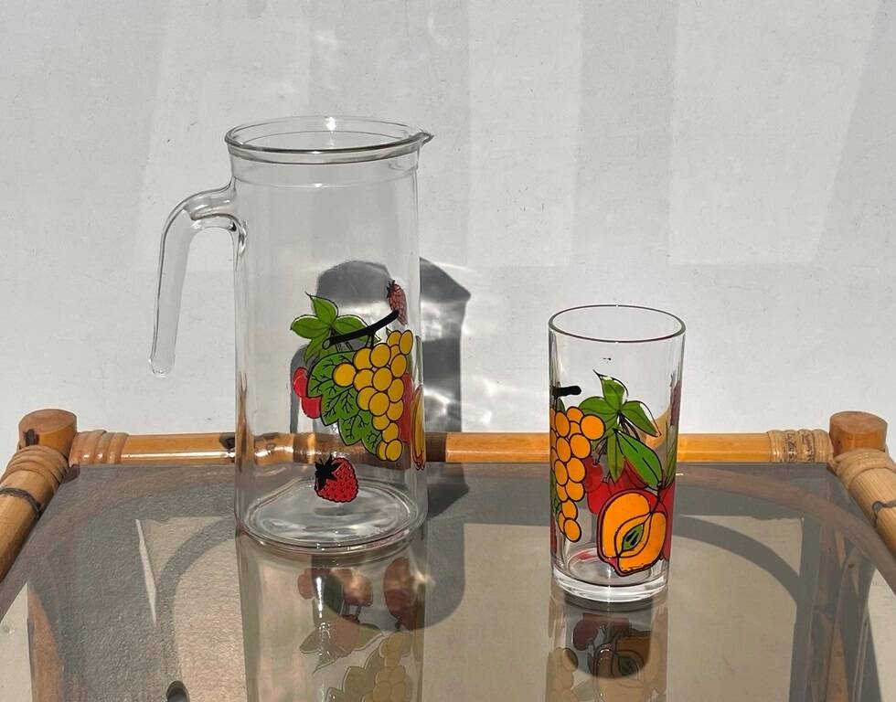 Borgonovo pitcher and glass set. Vintage 70s