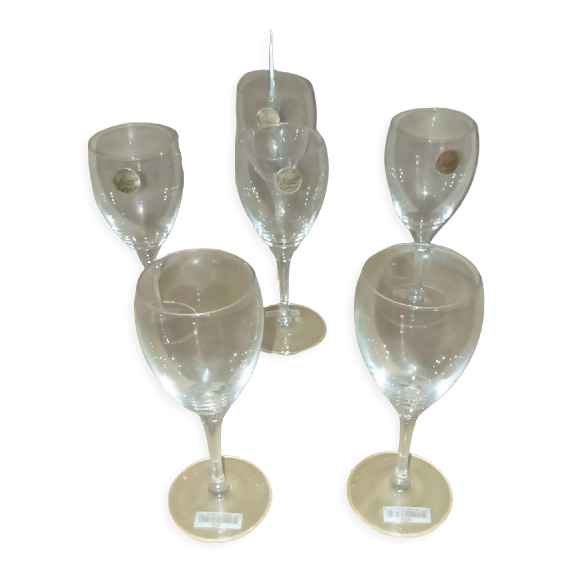 6 crystal wine glasses