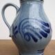 Pitcher and 6 glasses in vintage blue stoneware Marzi & Rémy German pottery