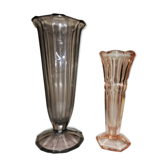 Pair of tulip art deco vases