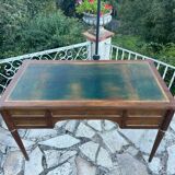 Louis XVI style solid mahogany and bronze flat desk, 19th century