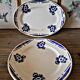 Badonviller dish model Alain, oval and round dish with blue flowers.