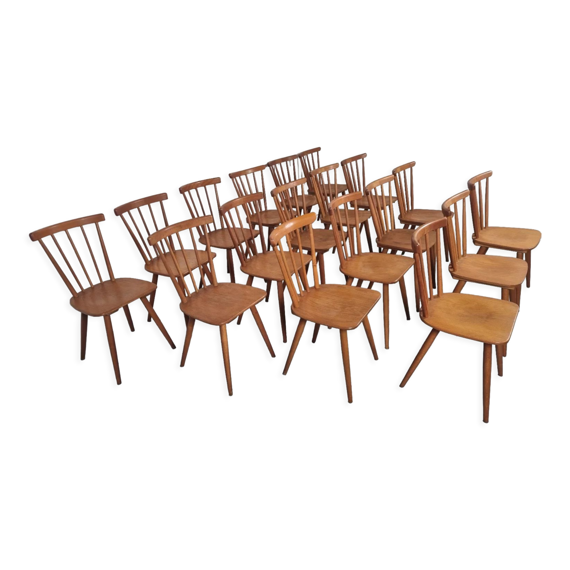 Set of 18 Scandinavian style bistro chairs, 60s