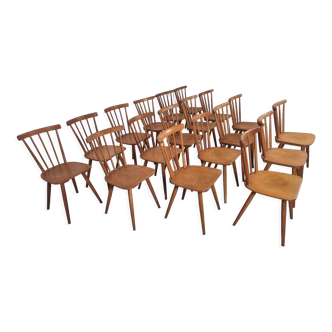 Set of 18 Scandinavian style bistro chairs, 60s
