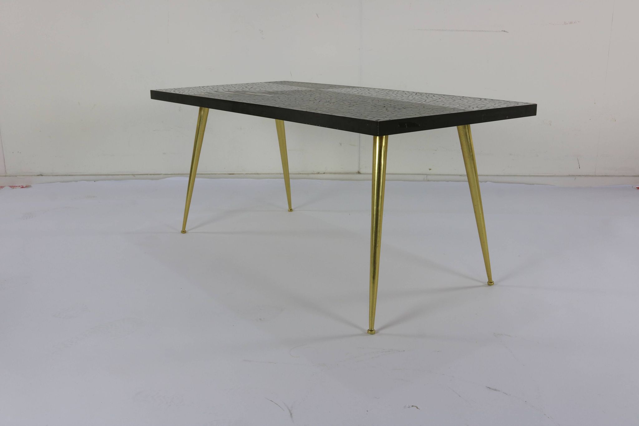 German design mosaic coffee table with brass legs