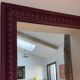 Large antique moulded mirror in wine red / plum (101 x 74 cm)