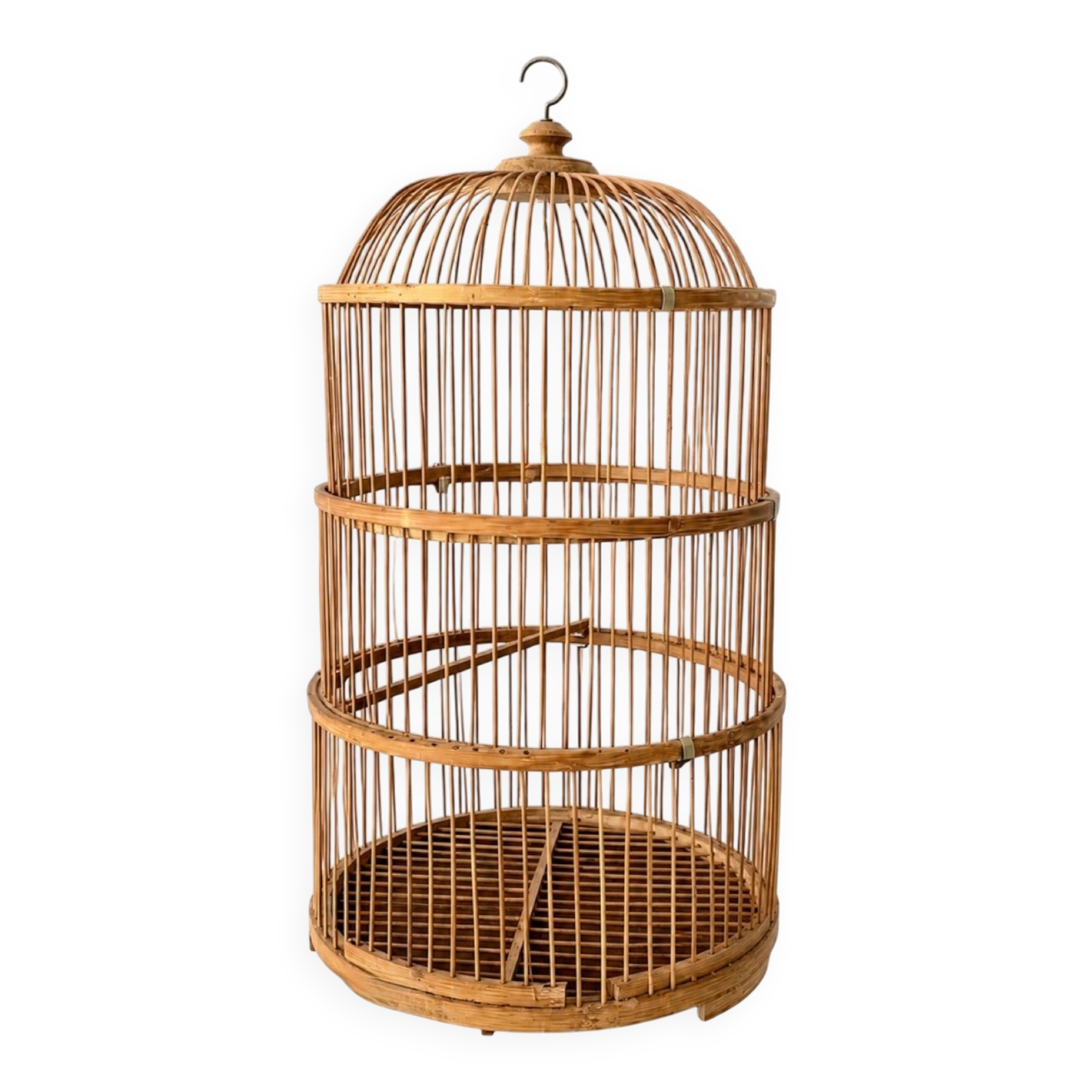 Large bamboo and rattan birdcage from the 1970s.