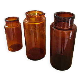 XL amber glass medicine jars