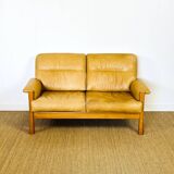Salon complet en cuir camel 1960