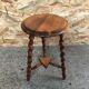 Old milking stool twisted feet vintage wood