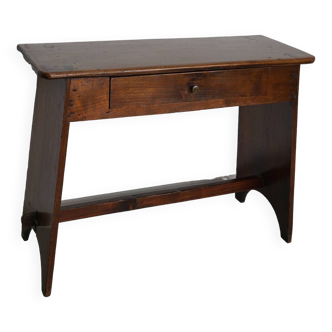 Antique rustic farmhouse fruitwood side table, France, 19th century