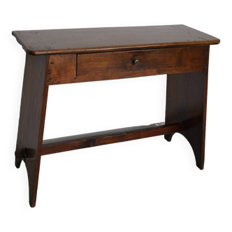 Antique french rustic farmhouse fruitwood side table, 19th century