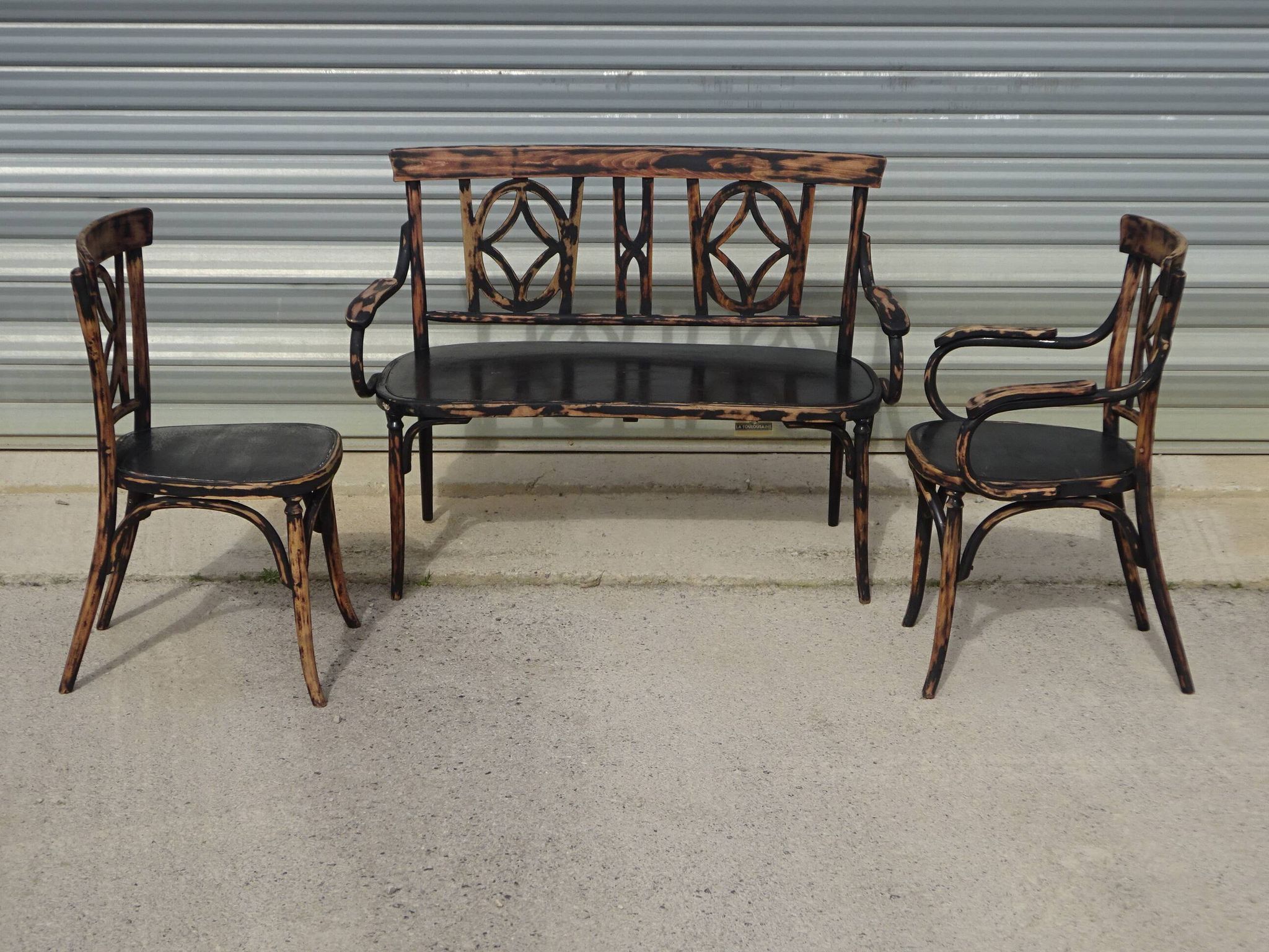 Salon Baumann, 1910, banquette, fauteuil et chaise bistrot