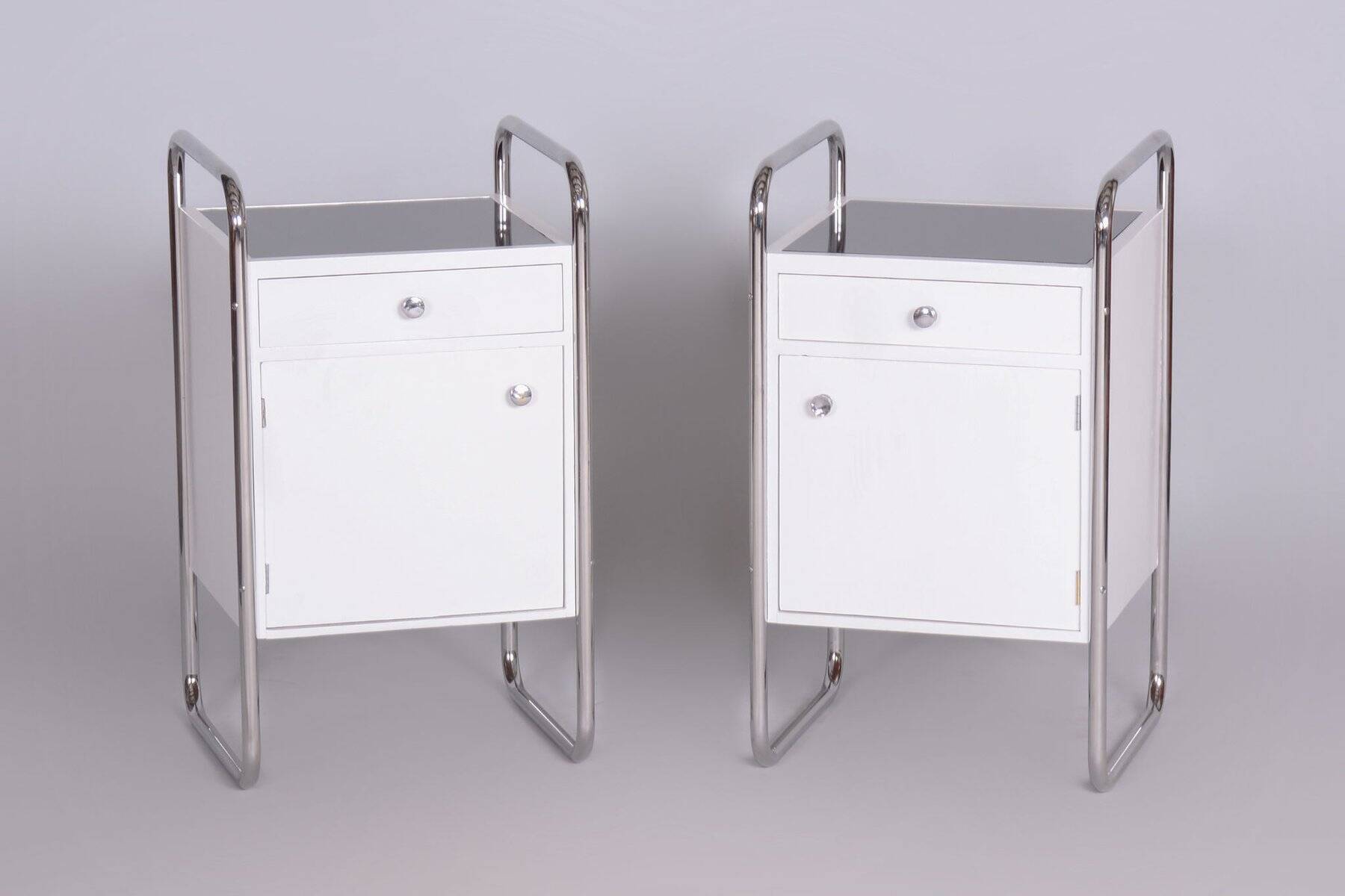 Bauhaus Bedside Tables in Chrome by Vichr, 1930s, Set of 2