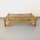 Vintage rectangular coffee table in rattan and smoked glass from the 1970s.
