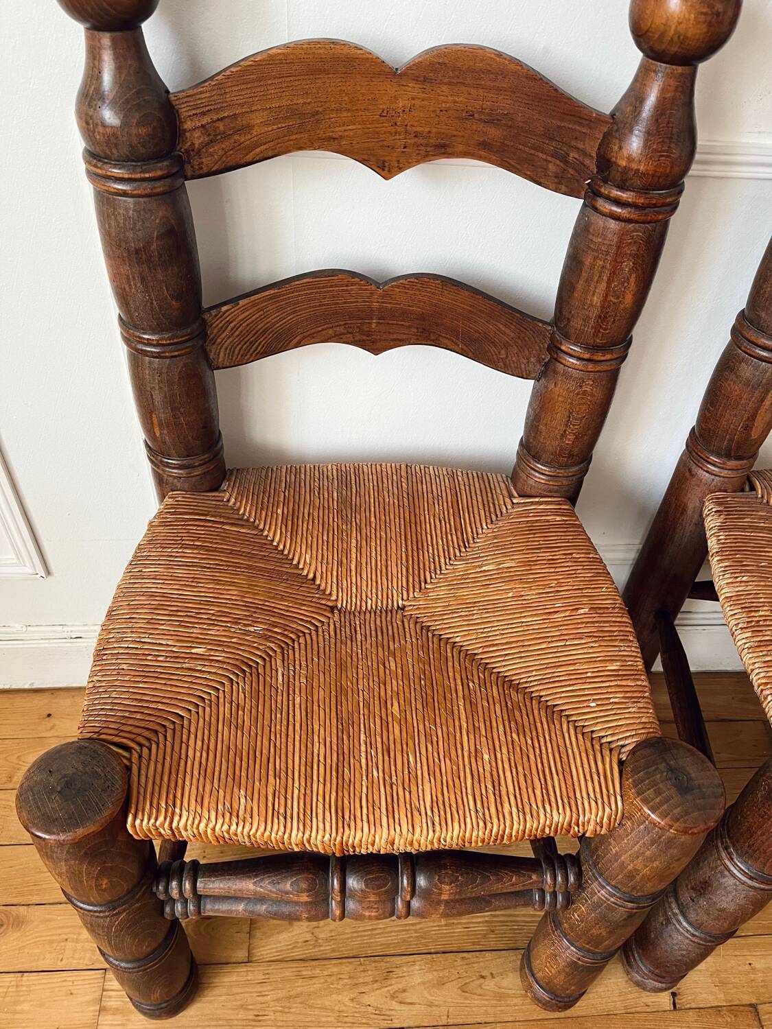 Pair of rustic chairs in the style of Charles Dudouyt.