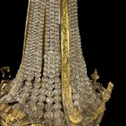 Hot air balloon chandelier in gilded bronze Louis XVI style of Napoleon III period