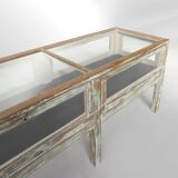 Beautiful patinated large rustic oak display case, France ca. 1900