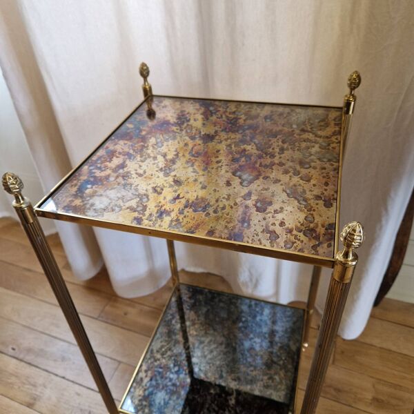 Bout de canapé ou guéridon Maison Baguès bronze et verre