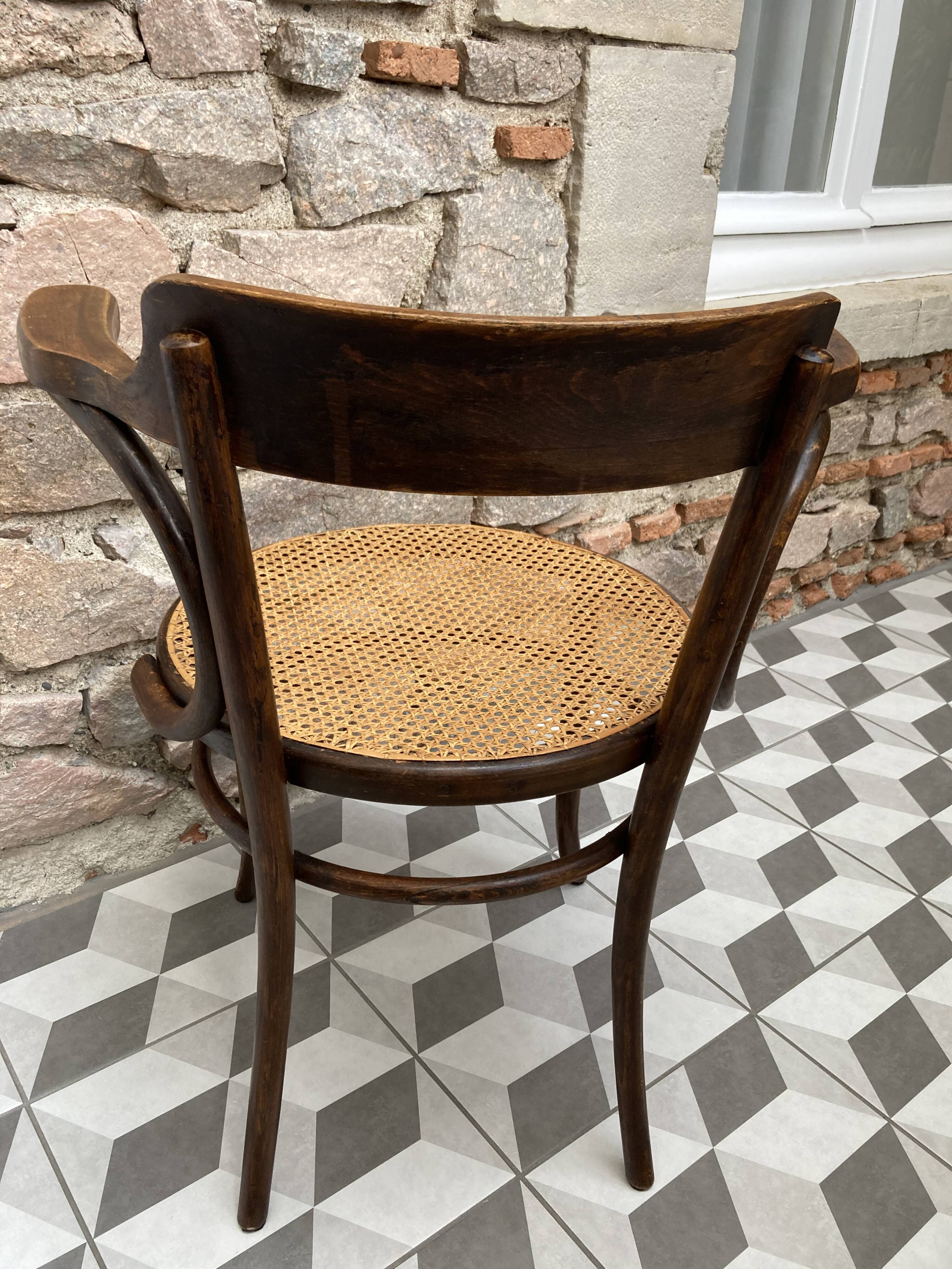 armchair signed Fischel wood turned early 20th century