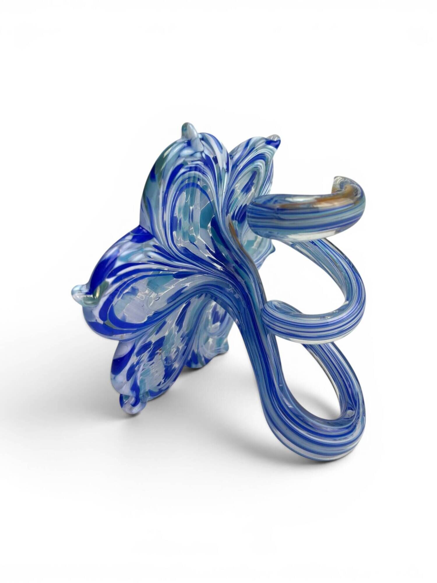 pair of flower candle holders made of glass handcrafted in Italy