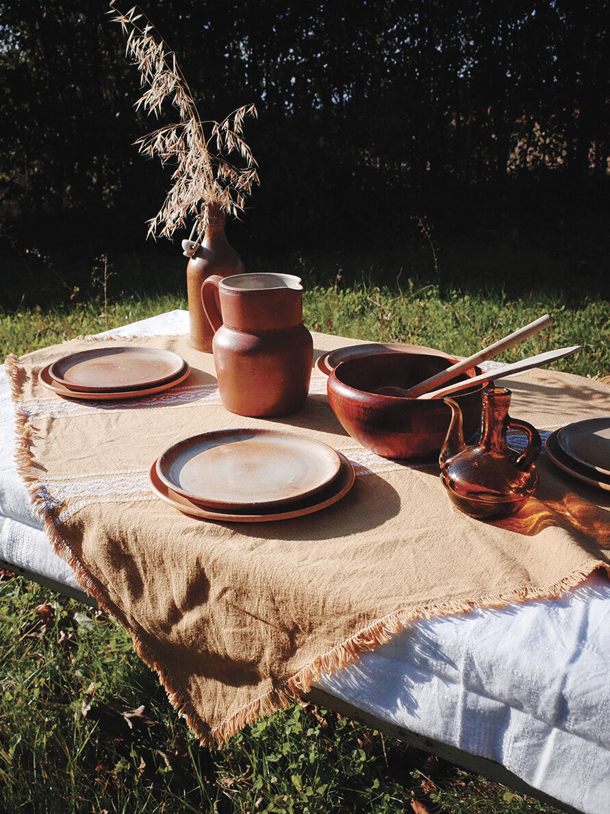 Set of 4 dessert plates in Grès du Marais