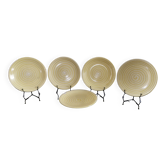 Set of 5 old Longchamp sunny yellow flat plates