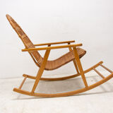 Mid-Century Wicker Rocking Chair, Czechoslovakia, 1970's