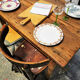 Old farm table with extension cords