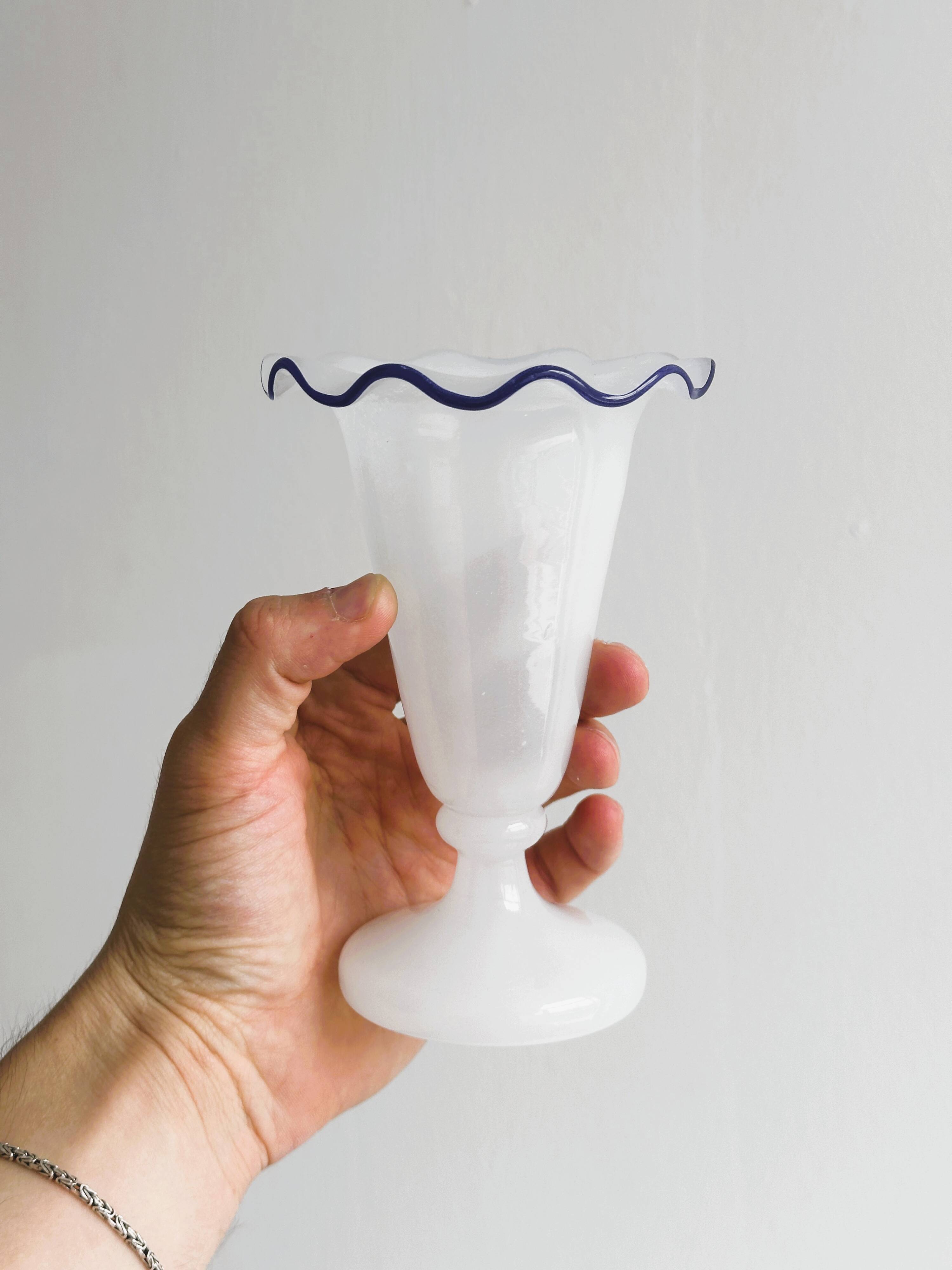 Pair of antique white opaline vases