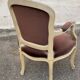 Fauteuil cabriolet Louis XV en bois massif beige et tissu velours