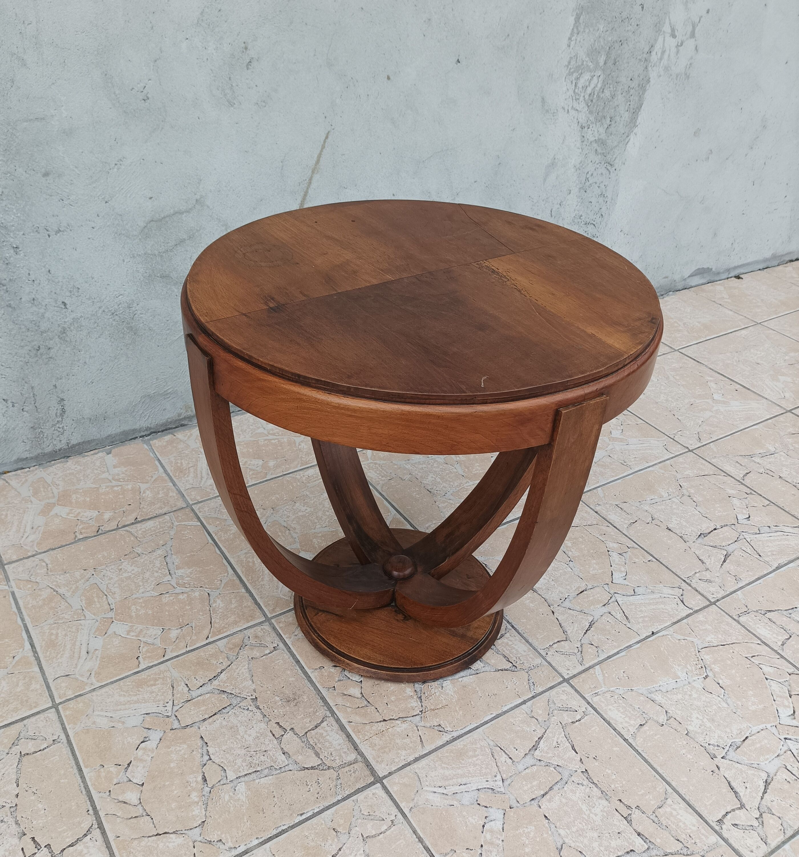 Art Deco pedestal table walnut side table