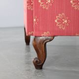 Antique Paravan with Fabric, Czechoslovakia