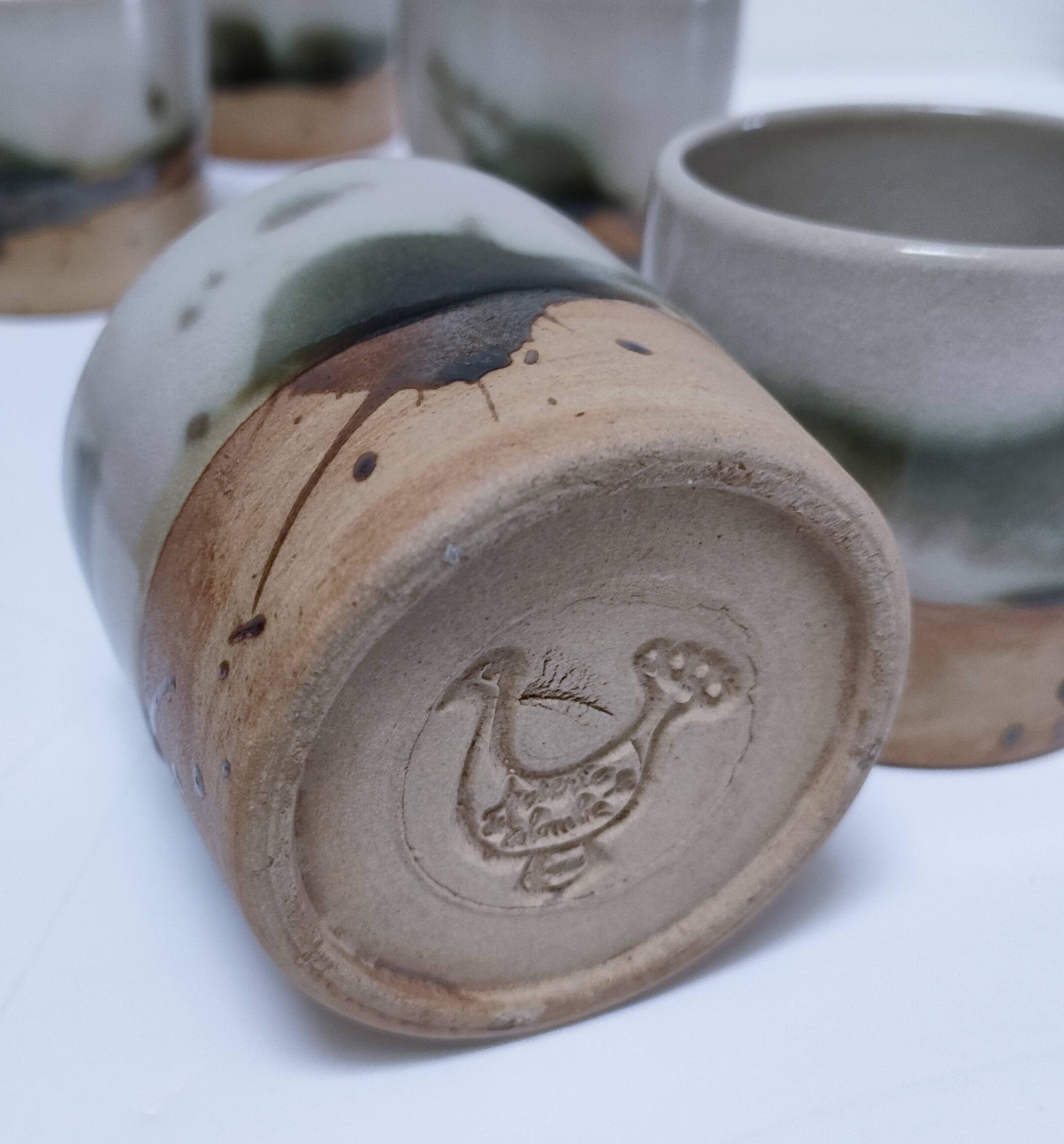 Eight ceramic glasses pottery la colombe Vallauris