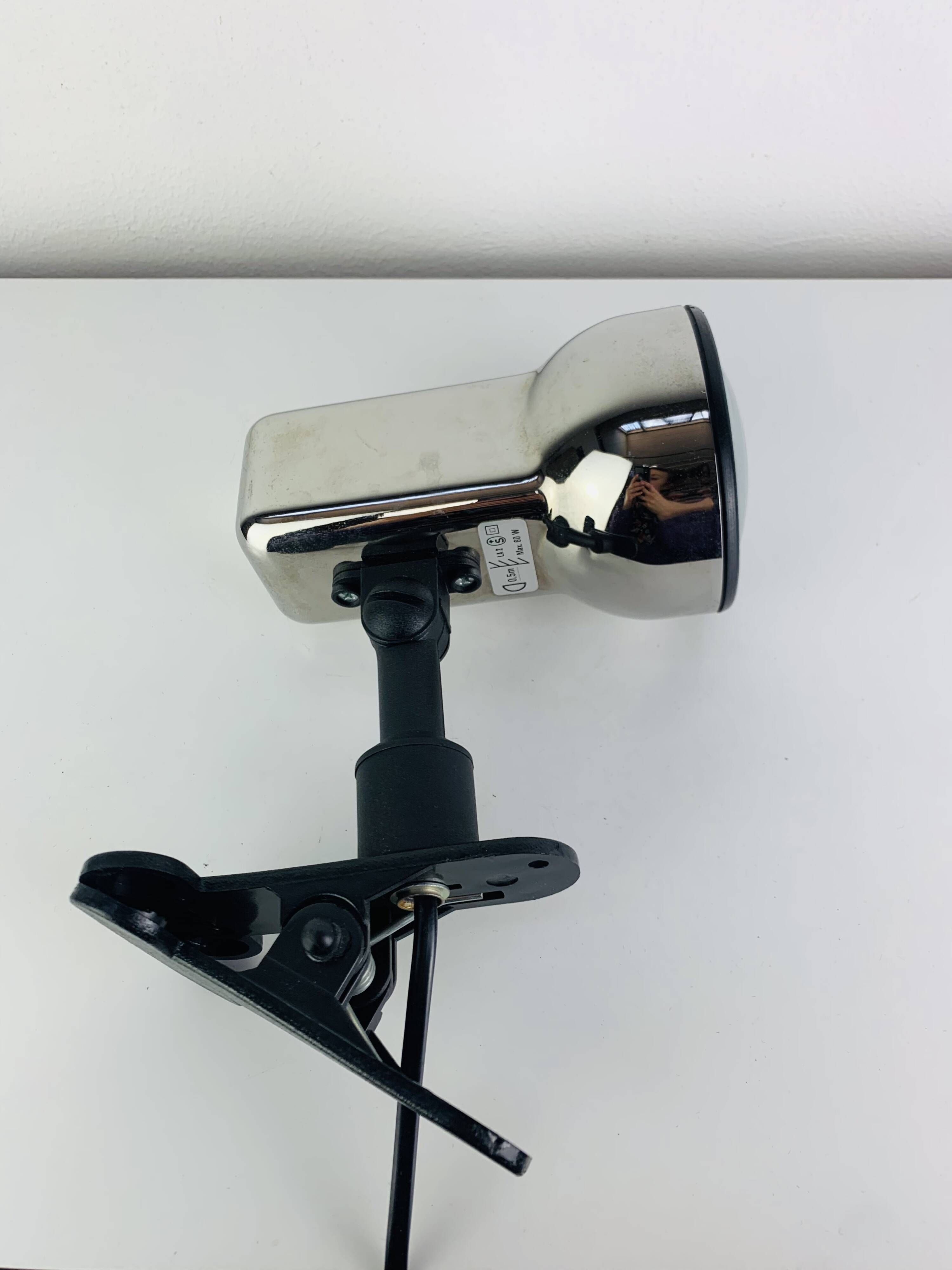 Vintage chrome metal clip-on spotlight