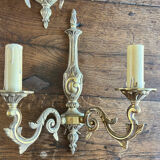 Paire d’appliques double feu anciennes en bronze- art nouveau