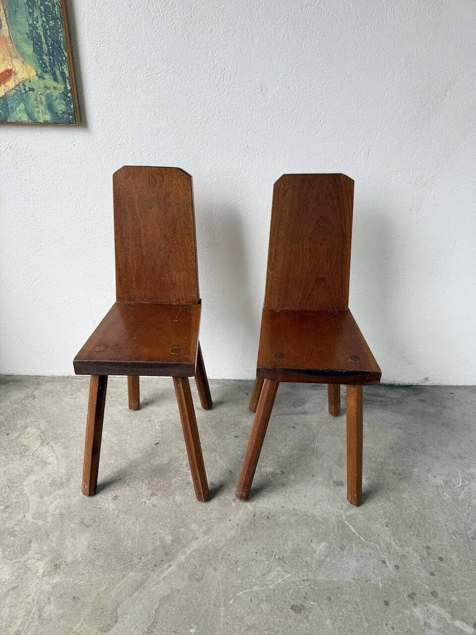 Paire de chaises brutaliste en chêne 1950