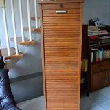 1950s curtain cabinet oak storage unit