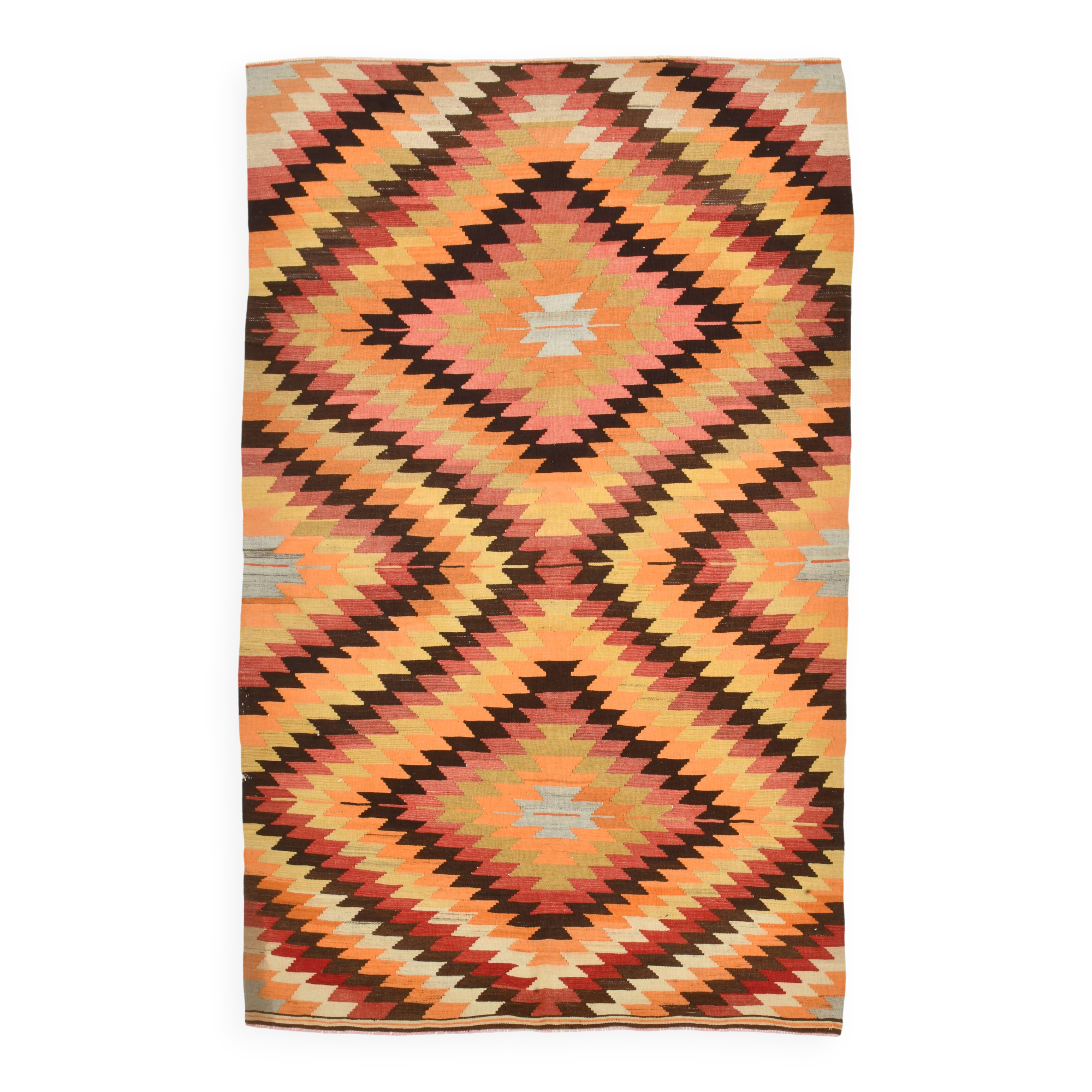 Kilim Turc Vintage en Laine Tissé Main, Tapis Tribal Ancien, 177x291 Cm