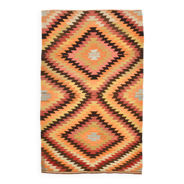 Kilim Turc Vintage en Laine Tissé Main, Tapis Tribal Ancien, 177x291 Cm