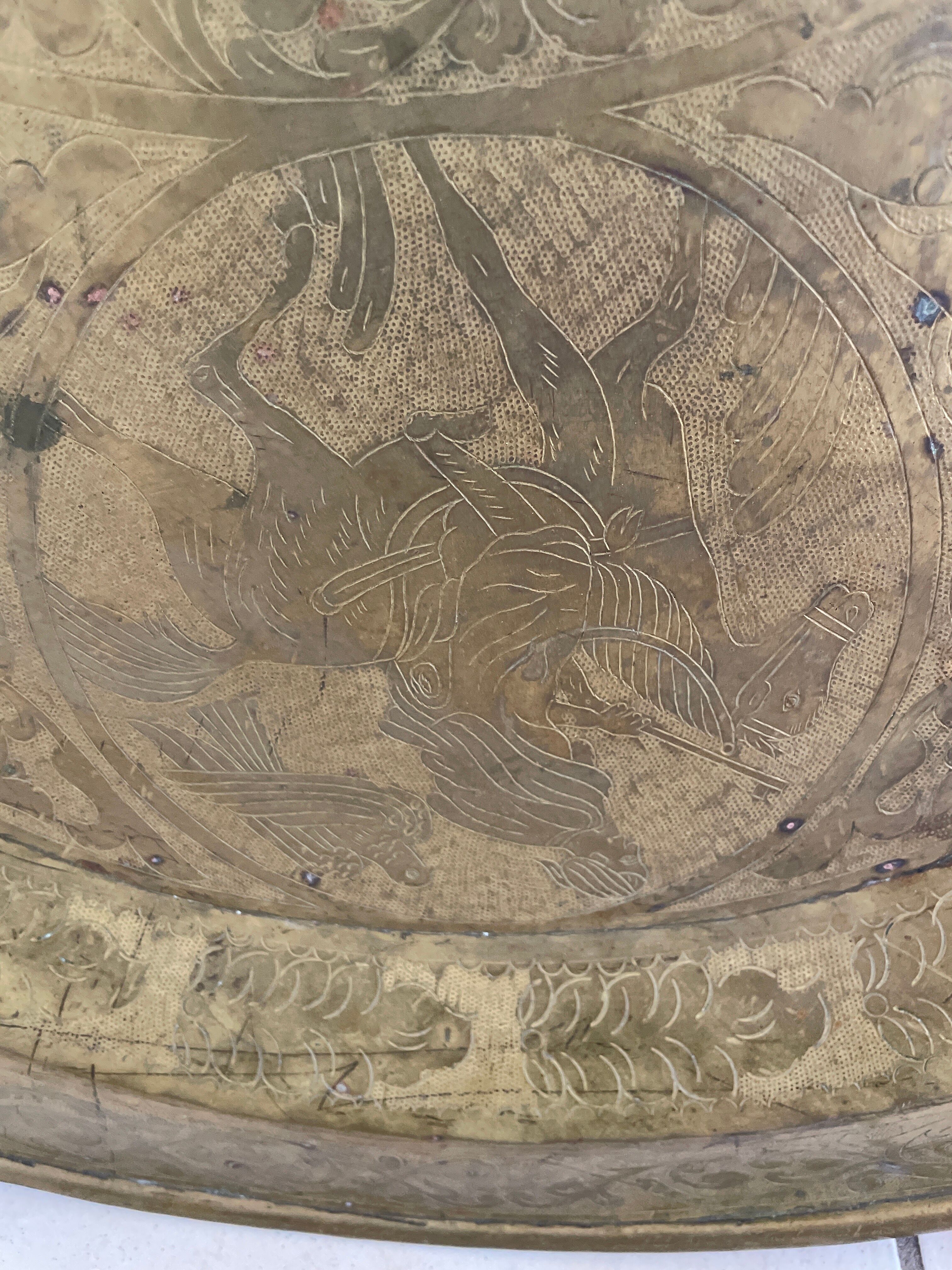 Ancient eastern brass plate engraved with Mamluk decoration – 96