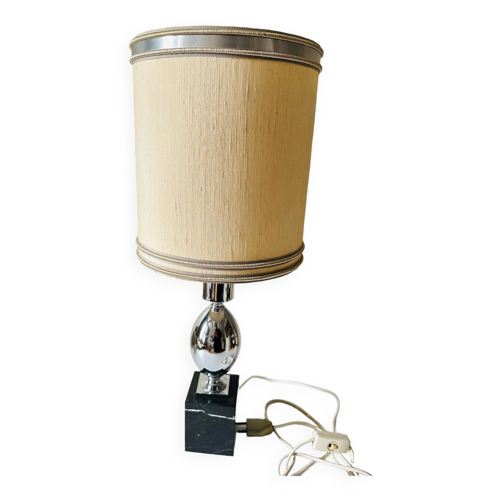 Vintage 70s metal and marble lamp